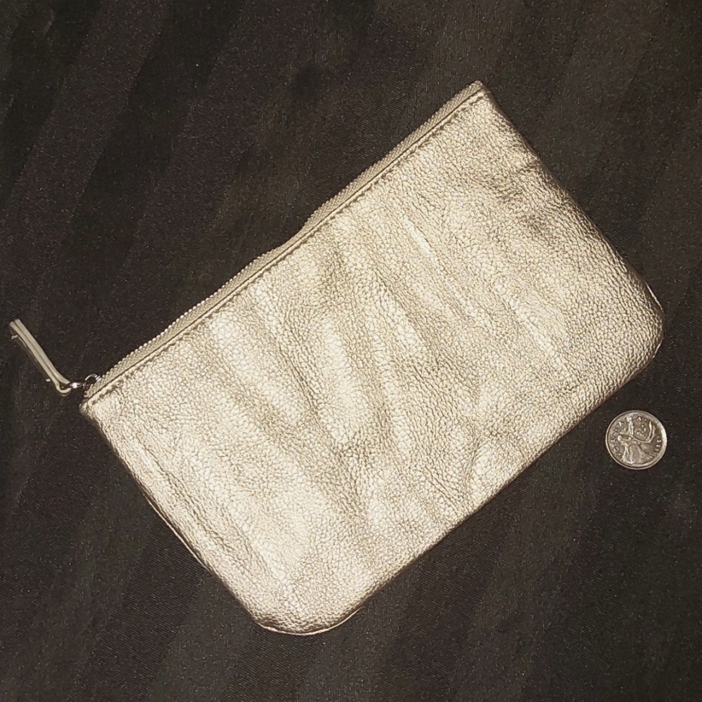 Indigo Small Metallic Faux Leather Pouch